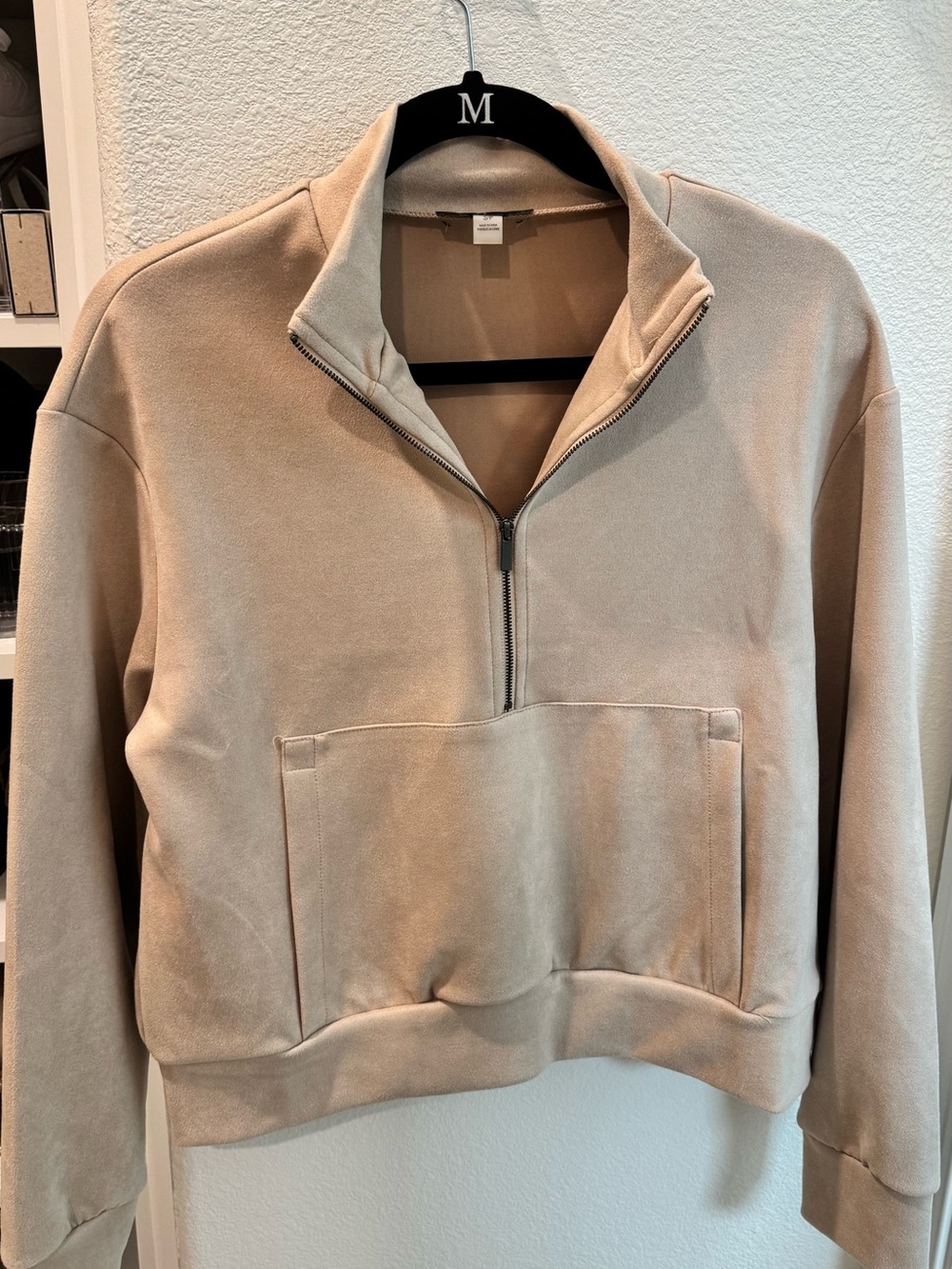 Tahari Beige Half-Zip Sweatshirt
